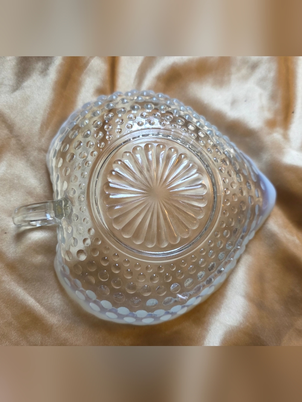 Vintage Anchor Hocking Opalescent Moonstone Hobnail Candy Dish